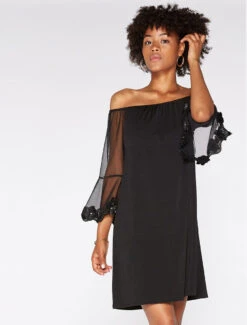 Robe Légère Manches à - Noir 10 Robe Légère Manches à - Noir -DADA Vetements Magasin 82249 robe legere manches a fleurs 4