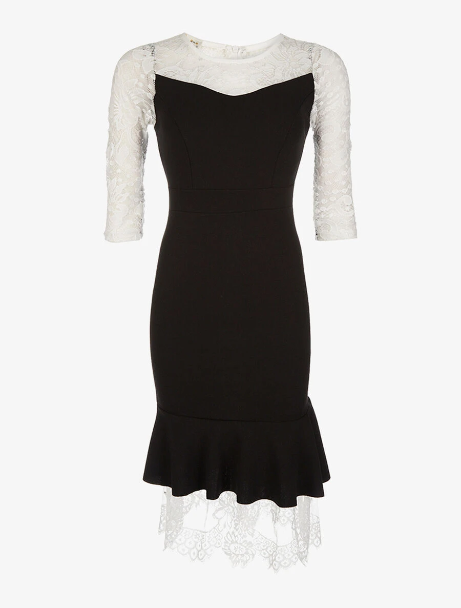 Robe Dentelle Trompe L'oeil - Noir/blanc 4 Robe Dentelle Trompe L'oeil - Noir/blanc – Image 2