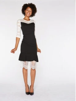 Robe Dentelle Trompe L'oeil - Noir/blanc 10 Robe Dentelle Trompe L'oeil - Noir/blanc -DADA Vetements Magasin 84209 robe dentelle trompe l oeil noir blanc 4