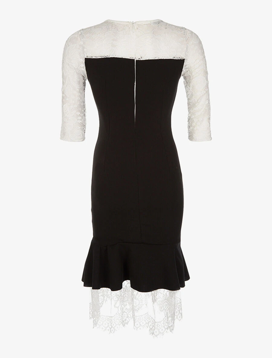 Robe Dentelle Trompe L'oeil - Noir/blanc 7 Robe Dentelle Trompe L'oeil - Noir/blanc – Image 5