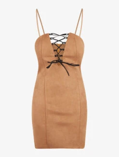 Robe Daim Buste Lacer - Camel -DADA Vetements Magasin 86071 robe daim buste lacer camel 4