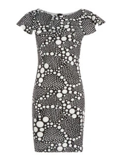 Robe à Pois Buste Volanté - Noir