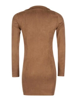 Robe Manches Longues Daim - Marron -DADA Vetements Magasin 87553 robe manches longues daim marron 2