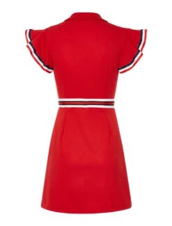 Robe Liseré Volantée Aux épaules - Rouge -DADA Vetements Magasin 89556 robe lisere volantee aux epaules rouge 2