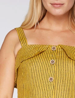 Robe Lin à Rayures - Moutarde -DADA Vetements Magasin 91022 robe lin a rayures moutarde 3