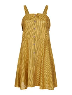 Robe Lin à Rayures - Moutarde -DADA Vetements Magasin 91022 robe lin a rayures moutarde 4