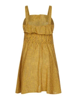 Robe Lin à Rayures - Moutarde -DADA Vetements Magasin 91022 robe lin a rayures moutarde 5