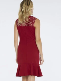 Robe Volantée En Dentelle - Rouge -DADA Vetements Magasin 93781 robe volantee en dentelle rouge 4