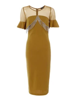 Robe à Frange Argentée - Moutarde 6 Robe à Frange Argentée - Moutarde -DADA Vetements Magasin 94090 robe a frange argentee moutarde 1