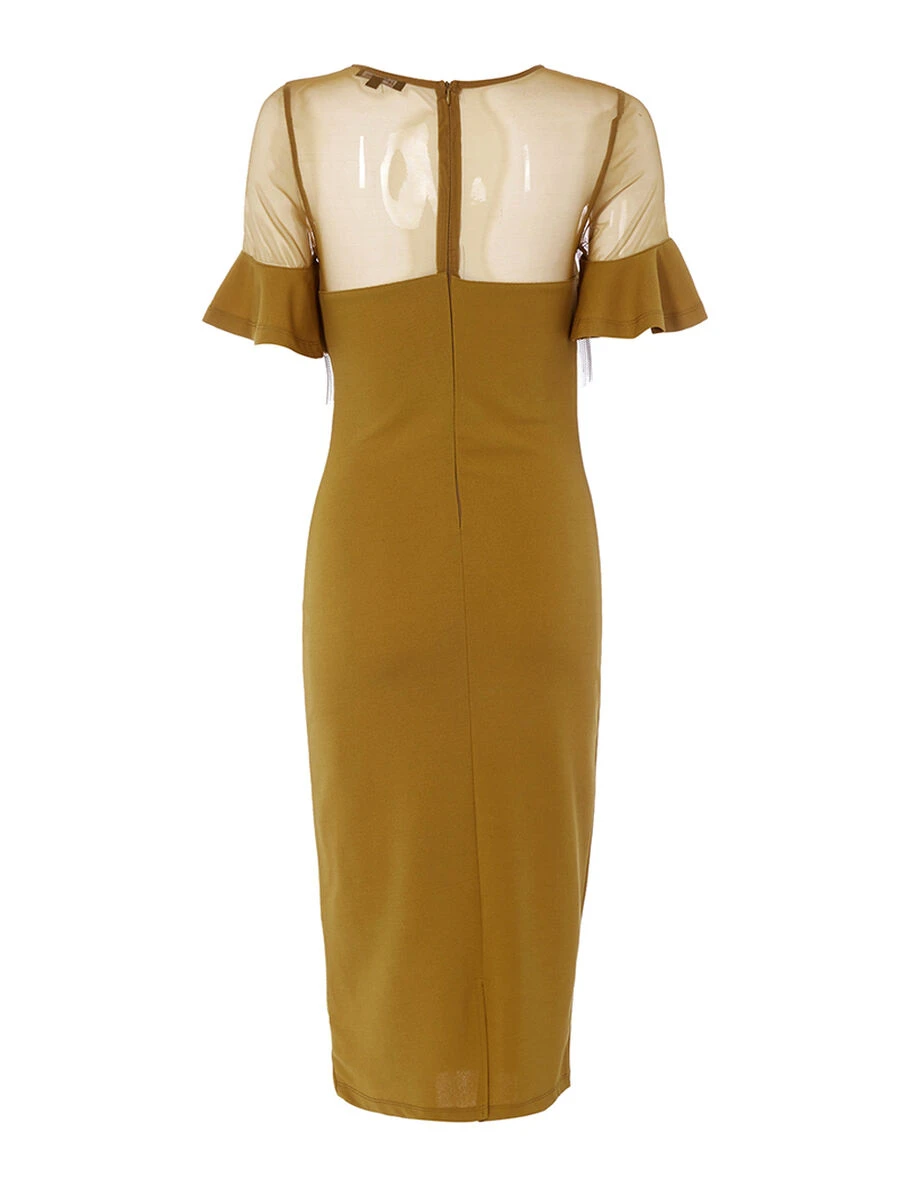 Robe à Frange Argentée - Moutarde 5 Robe à Frange Argentée - Moutarde – Image 3