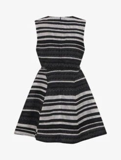 Robe Patineuse à Rayures Et Bande Ajourée - Noir -DADA Vetements Magasin FAA 1293 2