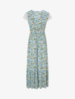 Robe Longue Empire Imprimé Tulipe Et Mancherons Crochet - Vert -DADA Vetements Magasin GAO 1896 2