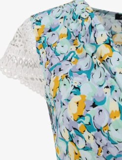 Robe Longue Empire Imprimé Tulipe Et Mancherons Crochet - Vert -DADA Vetements Magasin GAO 1896 3