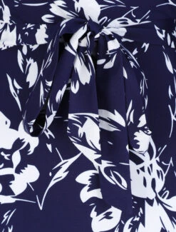 Robe Longue Patineuse Imprimé Fleurs Contrastantes - Bleu -DADA Vetements Magasin GAO 1968 3