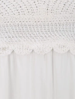 Robe à Col V à Détail Crochet - Blanc -DADA Vetements Magasin GAO 2115 3