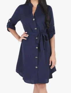 Robe Chemise à Manches Longues Et Boutons - Marine -DADA Vetements Magasin GAO 2273 8