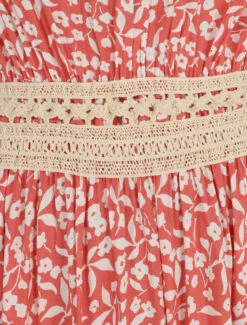 Robe Longue à Col Américain Et Dentelle - Rose Saumon -DADA Vetements Magasin GAO 2363 3