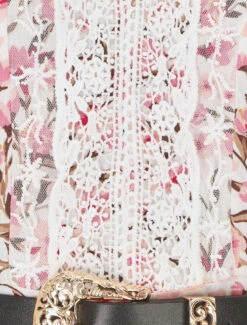 Robe Longue élastiquée Imprimé Fleuri Et Broderies - Blanc -DADA Vetements Magasin GAO 2366 3