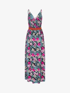 Robe Longue Empire Imprimé Floral - Noir -DADA Vetements Magasin GAO 2421 2