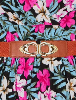 Robe Longue Empire Imprimé Floral - Noir -DADA Vetements Magasin GAO 2421 3