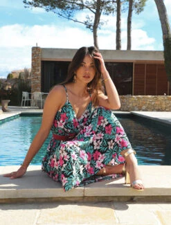 Robe Longue Empire Imprimé Floral - Noir -DADA Vetements Magasin GAO 2421 8