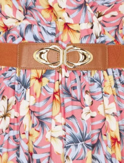 Robe Longue Empire Imprimé Floral - Rose Saumon -DADA Vetements Magasin GAO 2422 3