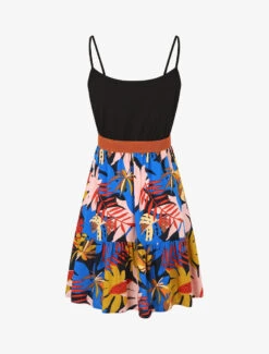 Robe Mi-longue Bicolore Imprimé Tropical - Bleu Roi -DADA Vetements Magasin GAO 2462 2