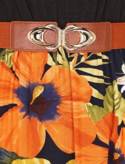 Robe Longue Bicolore Imprimé Tropical - Marine -DADA Vetements Magasin GAO 2472 3