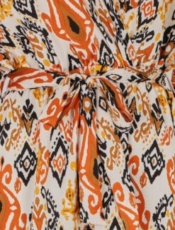 Robe Longue Style Kimono Imprimé Aztèque - Marron -DADA Vetements Magasin GAO 2520 3