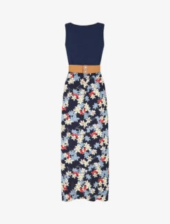 Robe Bicolore Imprimé Fleuri - Marine -DADA Vetements Magasin GAO 2607 2