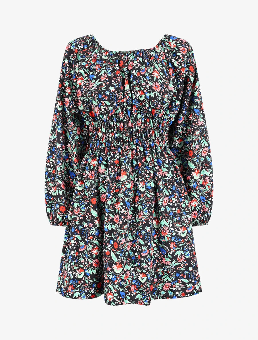 Robe Patineuse à Imprimé Fleuri - Noir 3 Robe Patineuse à Imprimé Fleuri - Noir