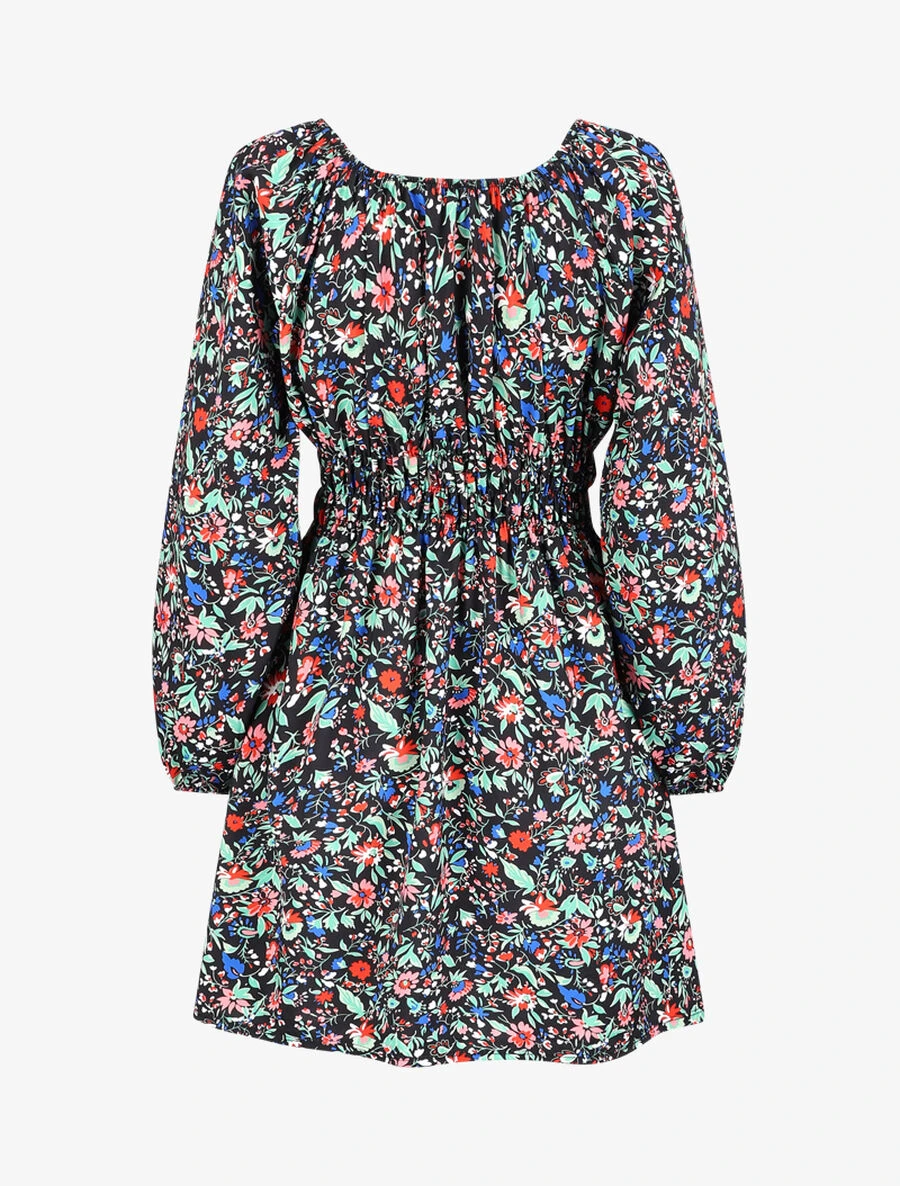 Robe Patineuse à Imprimé Fleuri - Noir 4 Robe Patineuse à Imprimé Fleuri - Noir – Image 2