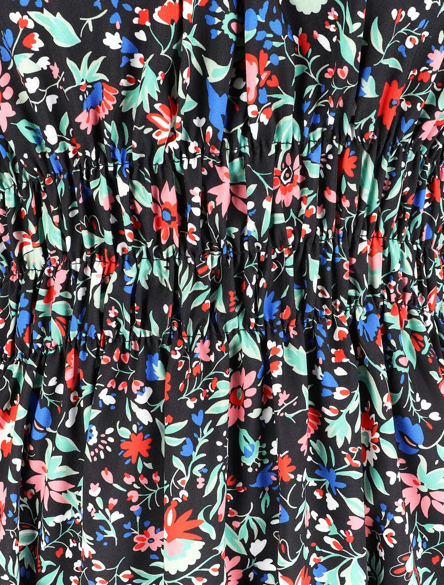Robe Patineuse à Imprimé Fleuri - Noir 5 Robe Patineuse à Imprimé Fleuri - Noir – Image 3