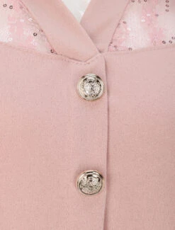 Robe Patineuse à Manches En Dentelle Et Boutons Dorés - Rose Poudré 7 Robe Patineuse à Manches En Dentelle Et Boutons Dorés - Rose Poudré -DADA Vetements Magasin GEM 10518 3