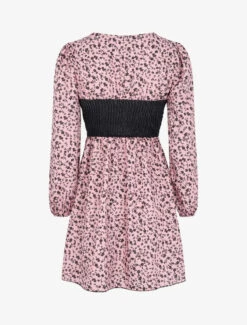Robe à Buste En Simili Et Imprimé Petites Fleurs - Rose Poudré -DADA Vetements Magasin GEM 10552 2