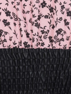 Robe à Buste En Simili Et Imprimé Petites Fleurs - Rose Poudré -DADA Vetements Magasin GEM 10552 3