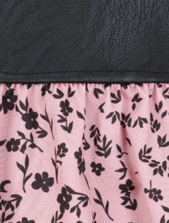 Robe à Buste En Simili Et Imprimé Petites Fleurs - Rose Poudré -DADA Vetements Magasin GEM 10552 4