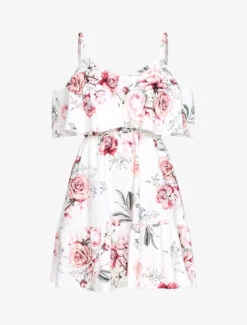 Robe à Basques Imprimé Floral - Blanc