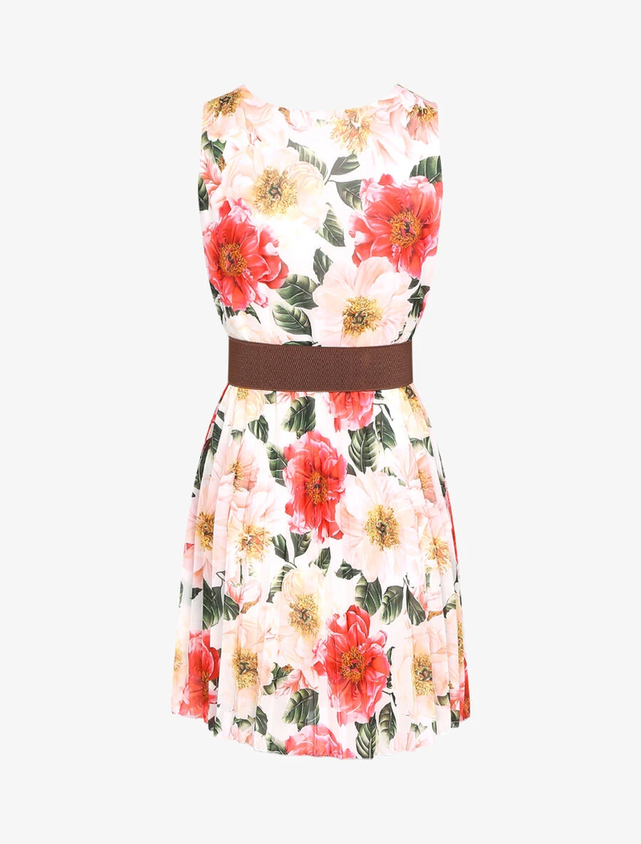 Robe Fleurie à Bas Gaufré - Ecru 4 Robe Fleurie à Bas Gaufré - Ecru – Image 2