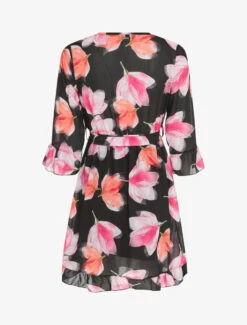 Robe Cache-coeur à Motif Tulipes - Noir -DADA Vetements Magasin GEM 6660 2