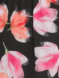 Robe Cache-coeur à Motif Tulipes - Noir -DADA Vetements Magasin GEM 6660 3