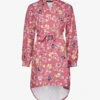 Robe Asymétrique à Imprimé Multi-fleurs - Vieux Rose -DADA Vetements Magasin GEM 7070 1