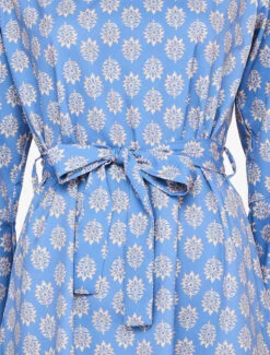 Robe Imprimé Fleurs Graphiques à Manches Trompettes Volantées - Bleu Ciel -DADA Vetements Magasin GEM 7106 3