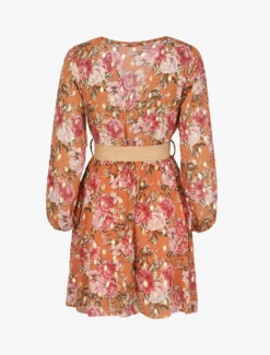 Robe Patineuse Cache-cœur à Imprimé Roses - Orange -DADA Vetements Magasin GEM 7454 2