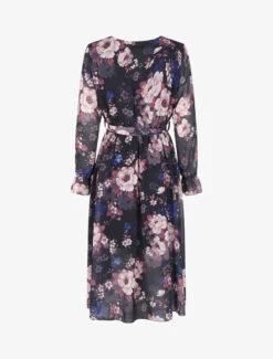 Robe Mi-longue à Imprimé Bouquets Romantiques - Marine -DADA Vetements Magasin GEM 7607 2