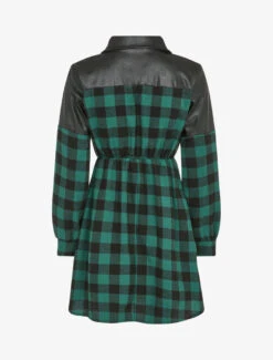 Robe Chemise à Carreaux Et épaules En Simili - Vert Sapin 6 Robe Chemise à Carreaux Et épaules En Simili - Vert Sapin -DADA Vetements Magasin GEM 8725 2
