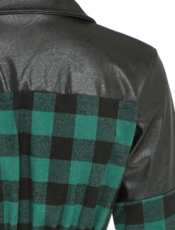 Robe Chemise à Carreaux Et épaules En Simili - Vert Sapin 7 Robe Chemise à Carreaux Et épaules En Simili - Vert Sapin -DADA Vetements Magasin GEM 8725 3