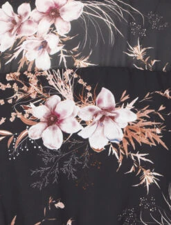 Robe Volantée à Motif Fleurs D'orchidées - Noir -DADA Vetements Magasin GEM 9851 3