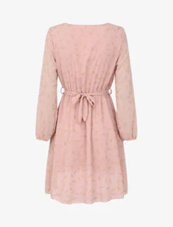 Robe Patineuse à Motifs Plumes Irisées - Rose Poudré 6 Robe Patineuse à Motifs Plumes Irisées - Rose Poudré -DADA Vetements Magasin GEM 9953 2