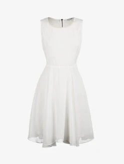 Robe Col Brodé De Perles - Blanc - Blanc